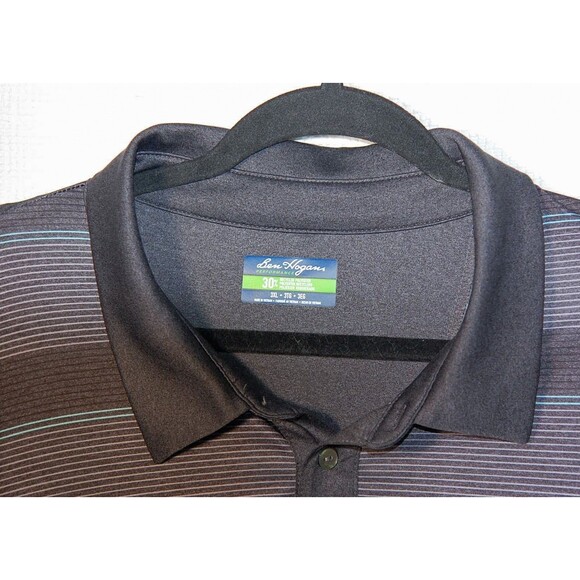 Ben Hogan Performance Polo Golf Shirt Black and Gray Stripes 3XL Pre-Owned - Picture 2 of 2